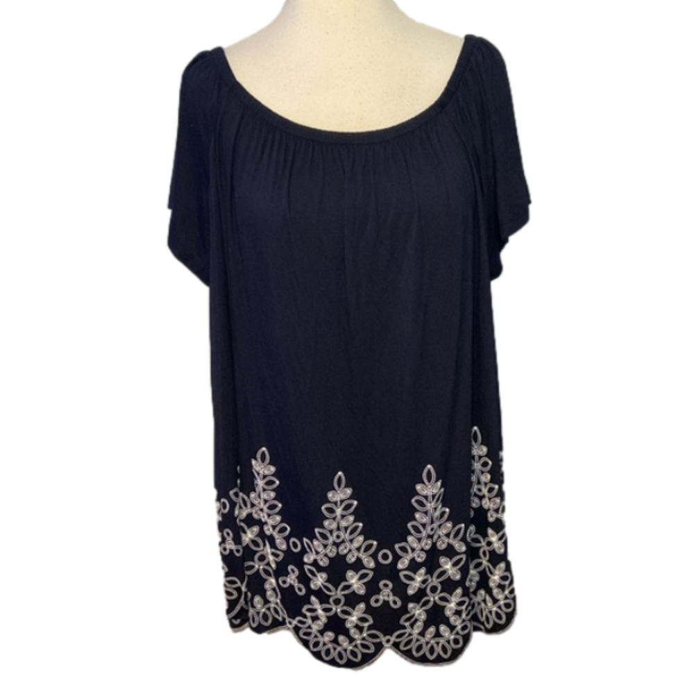 NWT Lane Bryant Top Swing Collection Scalloped Hem Navy Blue 18/20
